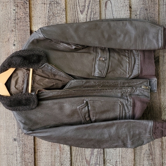 Vintage USN  Leather Bomber Jacket - Picture 1 of 11